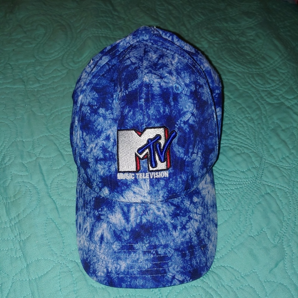 MTV blue tie dye hat 90s